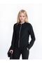 Black Slim Fit Slim Fit Mock Neck Zipper Sweatshirt - 3