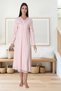 Women's Pink Lace Special Design Long Sleeve Cotton Maternity Nightgown - 3
