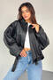 New Season Oversize P&B Women's Oversize Bomber Leather Jacket