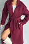 Laura Burgundy Belted New Season Lined Premium Quality Comfortable Fit Women's Cashmere Coat - 5