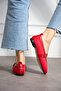 Milan Red Calf Suede Ballerina Shoes - 3