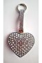 Luxury Gift Silver Heart Keychain with Zircon Stone and Evil Eye Beads - Bag Ornament 14.5 cm