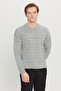 Men's Gray Melange Standard Fit Normal Cut Crew Neck Jacquard Knitwear Sweater