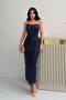 Navy Strapless Beaded Embroidered Mdii Evening Dress