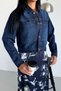 Women's Dark Blue Regular Fit Buttoned Double Pocket Lycra Jean Denim Jacket Di̇ana-5003 - 5