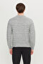 Men's Gray Melange Standard Fit Normal Cut Crew Neck Jacquard Knitwear Sweater - 5