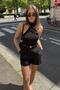 Black High Waist Mini Women's Shorts Sh304 - 2