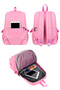 Pink Plush Teddy Bear Accessory and Meal Drawing Detailed Front Pocket School Bag Set (3-Piece) - 4