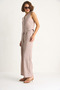 Women's Dark Beige High Waist Pants and Vest Lined Bottom-Top Set 9257 60281047 - 2