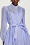 Women's Long Sleeve Stone Button Purple Silk Shirt Dress