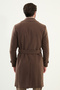 Straight Slim Fit Wide Collar Belted Double Breasted Cashmere Long Men's Coat Brown - 21303.24K - 5