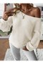 Women's Boat Neck Oversize New Season Loose Knitwear Fabric Sweater - 2