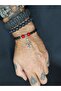 Onyx Stone Red Glass Bead Detailed Snake Figured Bracelet Unisex - 3