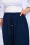 Women's Elastic Waist Casual Loose Fit Navy Blue Trousers - 9