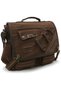 4017 Brown 14-Inch Laptop Cotton Gabardine Messenger School Bag Unisex with Lock Multi-Pocket Shoulder Strap