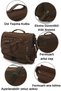 4017 Brown 14-Inch Laptop Cotton Gabardine Messenger School Bag Unisex with Lock Multi-Pocket Shoulder Strap - 5