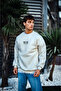    Oversize Crew Neck Three Thread Printed Sweatshirt - White - 3