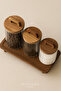 3-Piece Acacia Vacuum Lid Glass Jar Set with Stand (1250ml, 950ml, 650ml) - 2