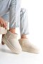 Beige Mini Ankle Boots with Fur Inside Flat Sole Women's Shoes U-K - 4