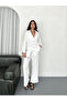 Collared Buttoned Long Sleeve Shirt Pants Double Set - White - 2