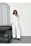 Collared Buttoned Long Sleeve Shirt Pants Double Set - White - 4