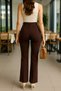 Women's Dark Brown High Waist Slimming Palazzo Pants - 6