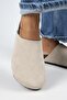 Ruzqahi Women's Leather Genuine Leather Flat Sabo Beige Slippers - 5