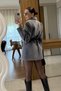Aisha Gray Textured Premium Belted Blazer - 3