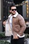 New Season Men's Zipper Detailed Fur Napa Leather Winter Coat