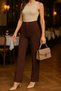 Women's Dark Brown High Waist Slimming Palazzo Pants - 4