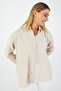 Women's Ecru Oxford Textured Fabric Relaxed Fit Pocketed Shirt Poplin - Stylish and Practical - 2