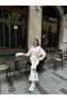 Women's Ecru Raw Linen Jacket and Pants Set - 3