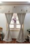 Tulip Embroidered Tasseled Vintage Cotton Linen Curtain (Width X Length) - Single Panel - No Pleats - 3