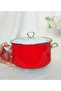 Red Enamel Pot 4.5 Liters 24 cm Diameter Chrome Detailed Milk Yogurt Soup Pot - 3