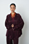 Women's Burgundy Floral Patterned Oversize Hijab Kimono - 3