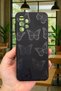 Samsung Galaxy A13 Compatible Black Butterfly Patterned Silicone Shock-Absorbing Classic Protective Rubber Case - 2