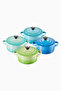 4-Piece Mini Cocotte Set 200 ml Stone Ceramic, Sea Breeze Colors