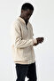 Men's Stand Collar Zippered Double Pocket Sweatshirt Beige - 25K 6083 - 8