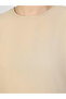 Beige Solid Round Neck Tunic and Trousers Co-Ords - 4