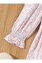 Girls Pink Floral Print Cotton Smocked Detail Dress - 4
