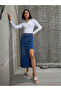 Blue Denim Bodycon Midi Skirt - 3