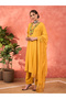 Mustard Rayon Embroidered Kurta with Pencil Pants and Dupatta Set - 3