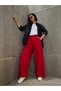 Women Red Wrap Pleated Wide Leg Pants - 6