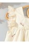 Girls Cream Cotton Embroidered Lace Trim Dress - 3