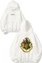 Harry Potter Design Printed Oversize White Hooded Sweatshirt