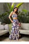 White Leaf Print Tube Top and Pants Co-Ords - 3