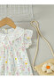 Girls White Cotton Floral Peter Pan Dress - 4