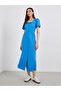 Solid Square Neck Buttoned Midi Dress - 2