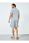 Men Grey V Neck T-Shirt and Piping Detail Shorts Set - 5