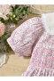 Girls Red Cotton Floral Peter Pan Collar Dress - 5